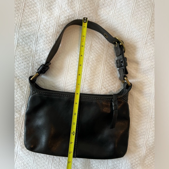 COACH Bleecker 11415 Smooth Black Leather Shoulder Bag Tattersall Lining - Picture 11 of 13